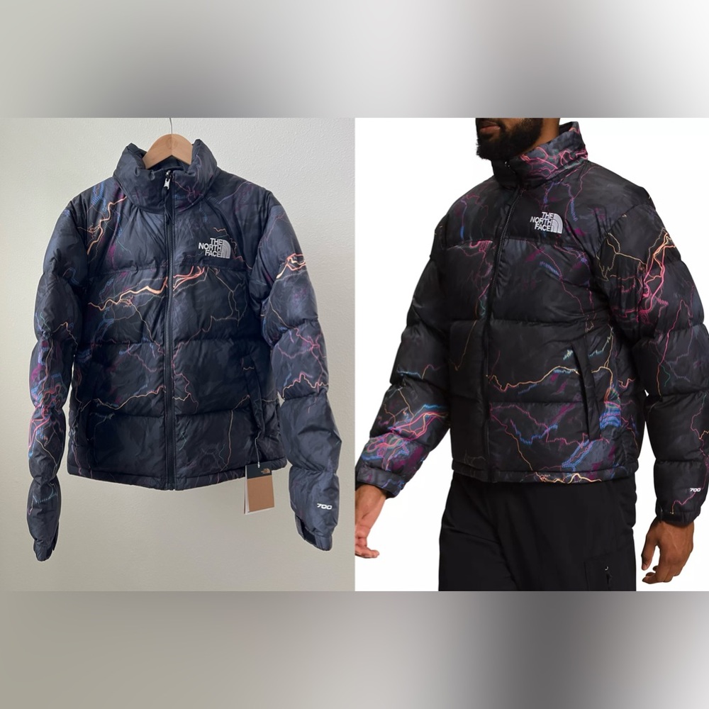 The North Face Men’s 1996 Retro Nuptse Jacket  Tnf Black Trail Glow Print